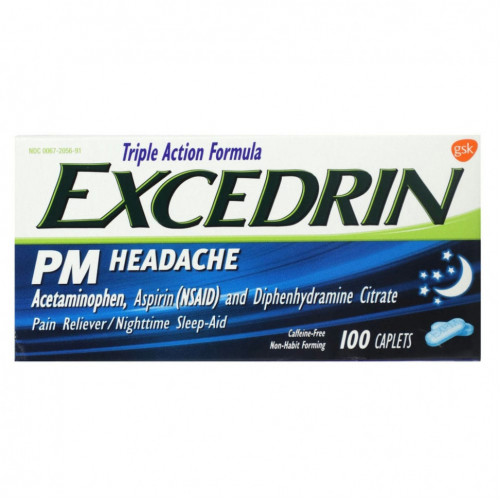 Excedrin, PM Headache, 100 капсул