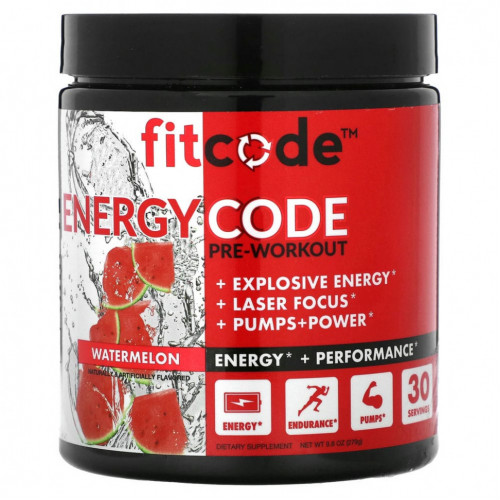 FITCODE, Energy Code, перед тренировкой, арбуз, 279 г (9,8 унции)