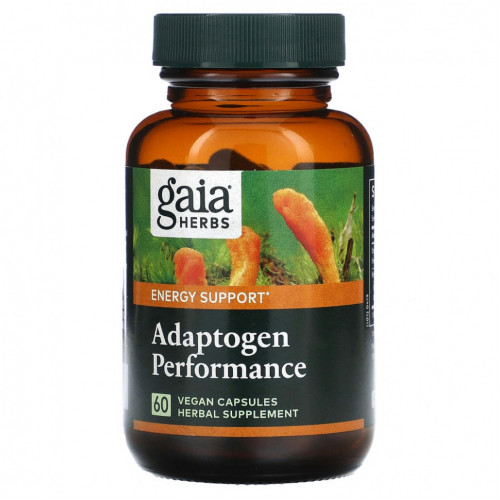 Gaia Herbs, Adaptogen Performance, грибы и травы, 60 веганских капсул