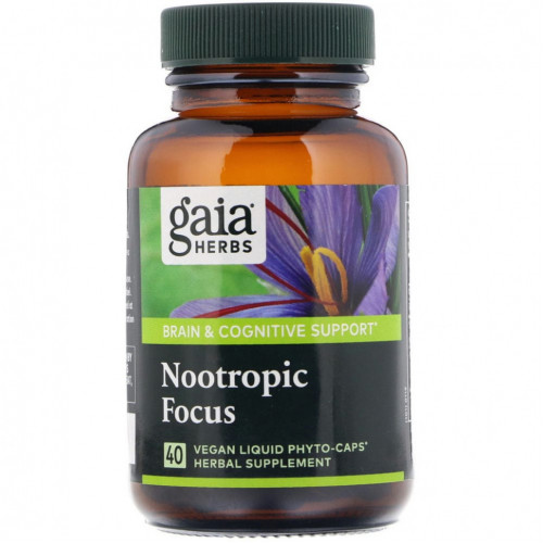 Gaia Herbs, Nootropic Focus, 40 Vegan Liquid Phyto-Caps