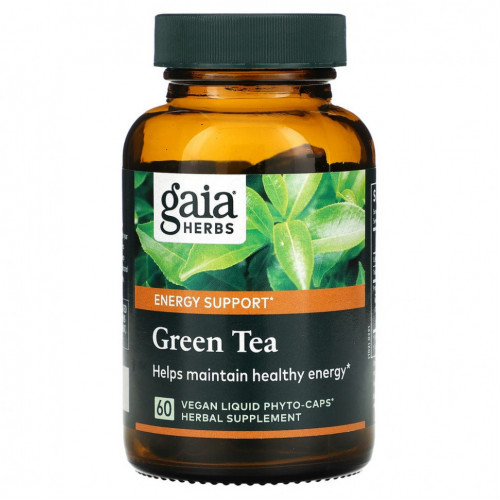 Gaia Herbs, Зеленый чай, 60 веганских жидких фитокапсул