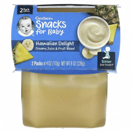 Gerber, Snacks for Baby, 2nd Foods, Hawaiian Delight, 2 упаковки по 113 г (4 унции)