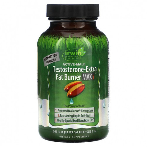 Irwin Naturals, Active-Male, Testosterone-Extra Fat Burner MAX 3, 60 мягких таблеток