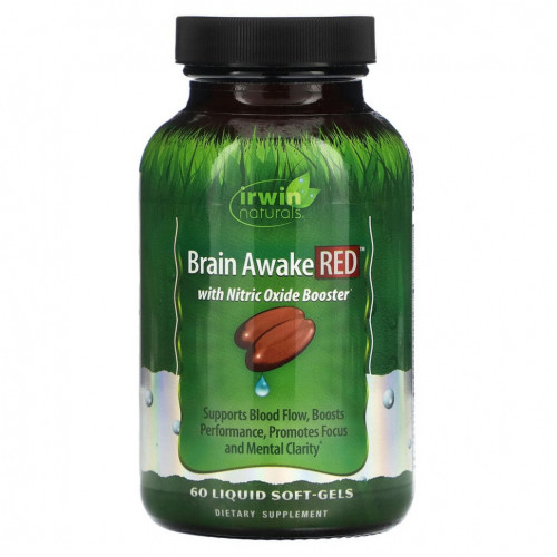 Irwin Naturals, Brain Awake Red, добавка для улучшения работы мозга, 60 желатиновых капсул