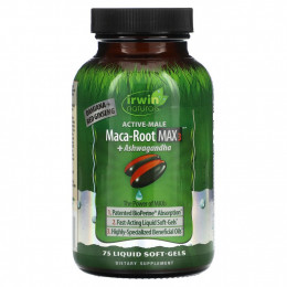 Irwin Naturals, Maca Root Max 3 + ашваганда, 75 желатиновых капсул