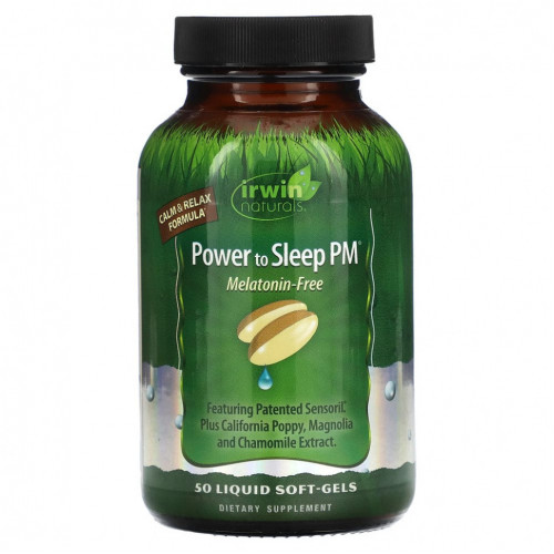 Irwin Naturals, Power to Sleep PM, без мелатонина, 50 желатиновых капсул