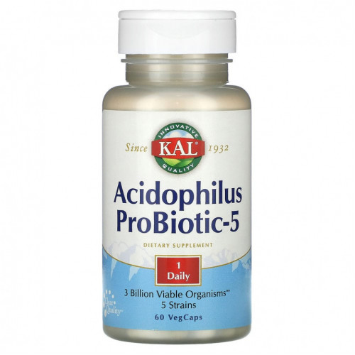 KAL, Acidophilus ProBiotic-5, 60 растительных капсул