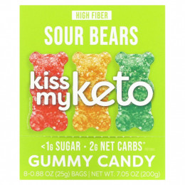 Kiss My Keto, Gummy Candy, кислые мишки, 8 пакетиков, 25 г (0,88 унции)