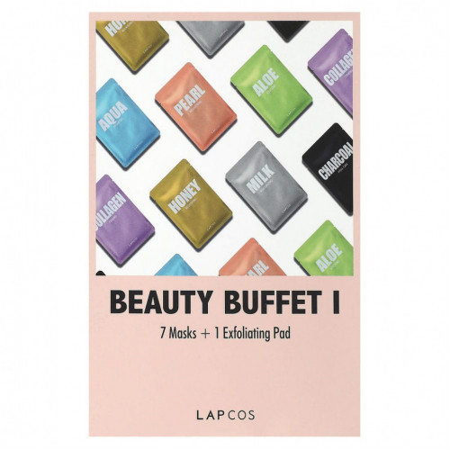 Lapcos, Beauty Buffet I, набор разнообразных тканевых масок, 7 шт. + 1 шт.