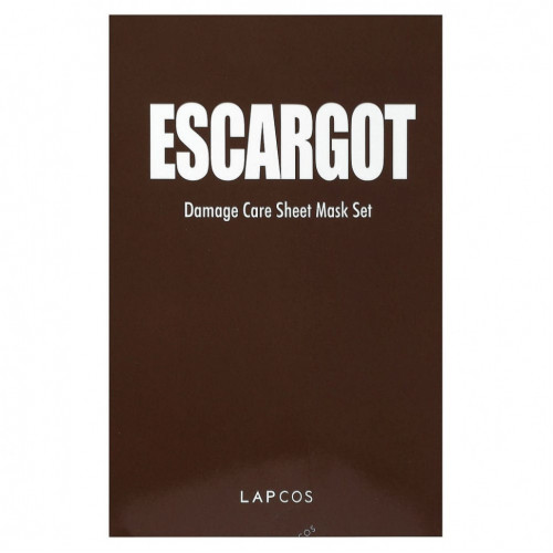 Lapcos, Escargot Damage Care Sheet Mask Set, 5 шт., 27 мл (0,91 жидк. Унции)