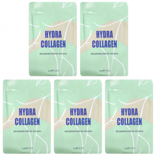 Lapcos, Hydra Collagen, восстанавливающая гидрогелевая маска для шеи, 5 шт. По 15 г (0,53 унции)