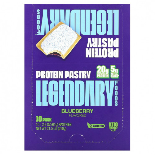 Legendary Foods, Protein Pastry, черника, 10 пакетиков, 61 г (2,2 унции)