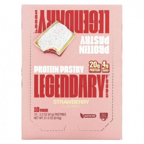 Legendary Foods, Protein Pastry, клубника, 10 пакетиков, 61 г (2,2 унции)