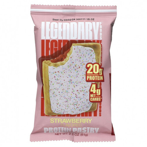 Legendary Foods, Protein Pastry, клубника, 10 пакетиков, 61 г (2,2 унции)