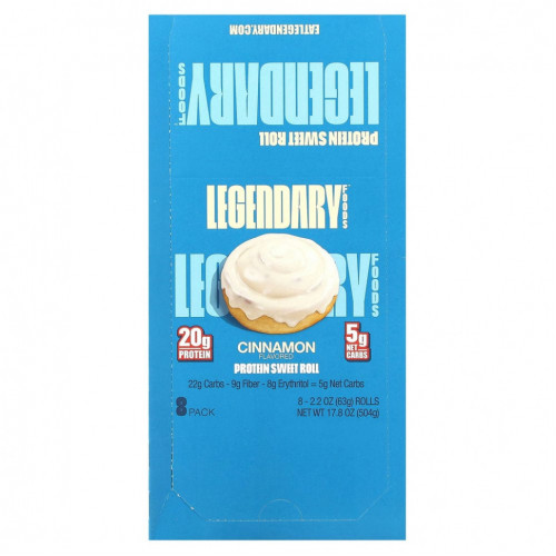 Legendary Foods, Сладкий булочка с протеином, корица, 8 пакетиков по 63 г (2,2 унции)