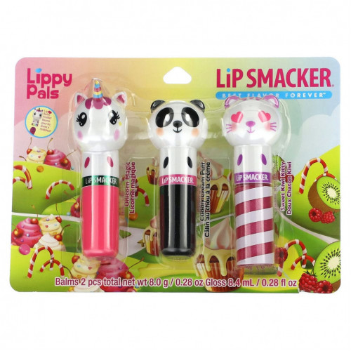 Lip Smacker, Lippy Pals, бальзам для губ, трио в упаковке, 3 шт., 16,4 г (0,56 жидк. Унции)