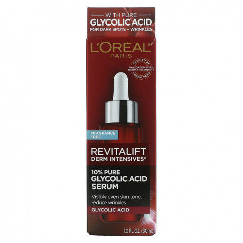 L'Oréal, Revitalift Derm Intensives, сыворотка с 10% чистой гликолевой кислотой, без отдушек, 30 мл (1 жидк. Унция)