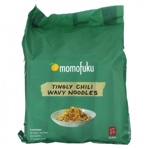 Momofuku, Волнистая лапша с чили Tingly, 5 пакетиков по 3,35 унции (95 г) каждый