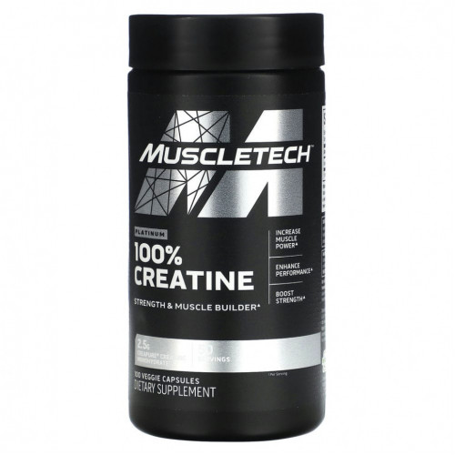 MuscleTech, Platinum, 100% креатин, 100 растительных капсул