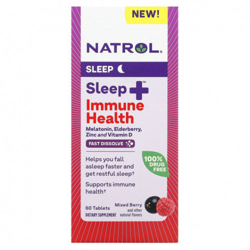 Natrol, Sleep + Immune Health, ягодная смесь, 60 таблеток