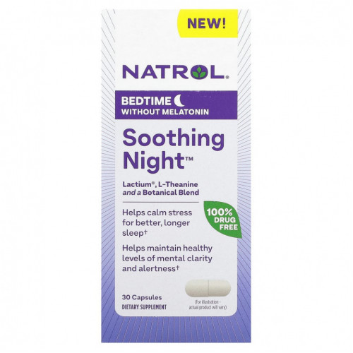 Natrol, Soothing Night, перед сном без мелатонина, 30 капсул