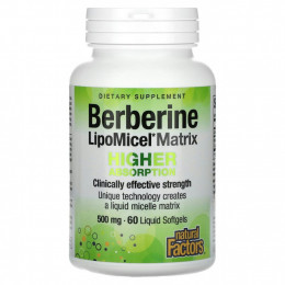 Natural Factors, Berberine LipoMicel Matrix, 500 мг, 60 мягких таблеток