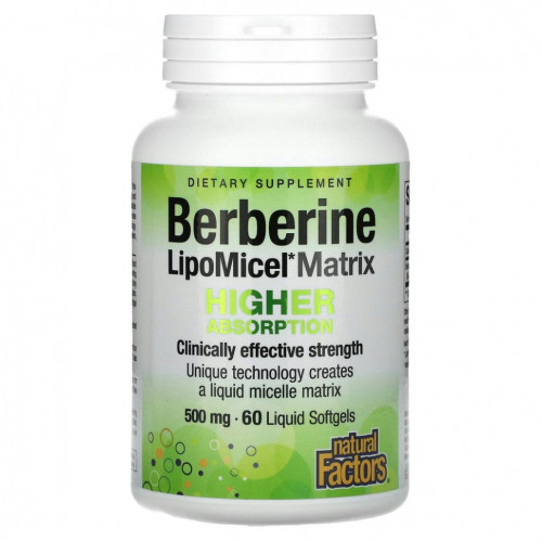 Natural Factors, Berberine LipoMicel Matrix, 500 мг, 60 мягких таблеток