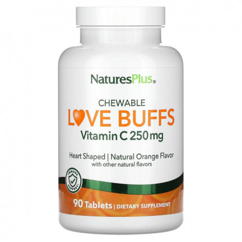 NaturesPlus, Chewable Love Buffs, витамин C, натуральный апельсин, 250 мг, 90 таблеток