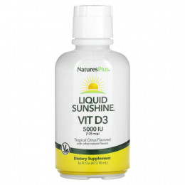 NaturesPlus, Liquid Sunshine, витамин D3, тропические цитрусы, 125 мкг (5000 МЕ), 473,18 мл (16 жидк. Унций)