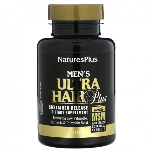 NaturesPlus, Men's Ultra Hair Plus, с МСМ и отборными растительными экстрактами, 60 таблеток