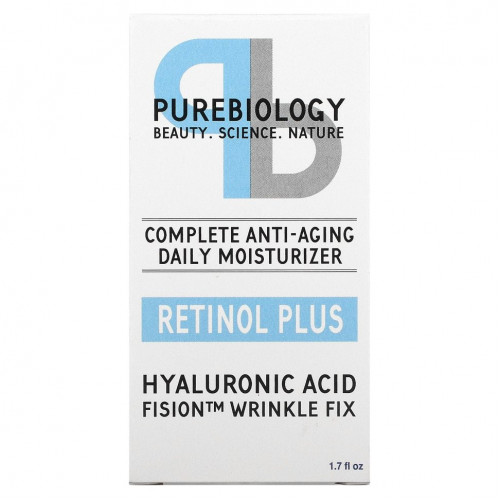 Pure Biology, Комплексное омолаживающее ежедневное увлажняющее средство, Retinol Plus, 1,7 жидк. Унции