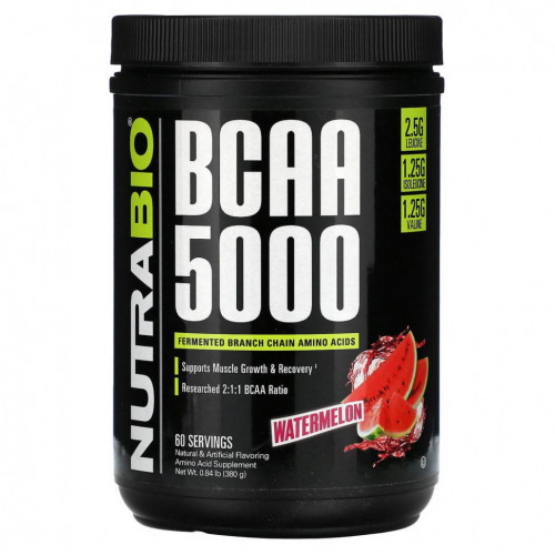 Nutrabio Labs, BCAA 5000, арбуз, 380 г (0,84 фунта)