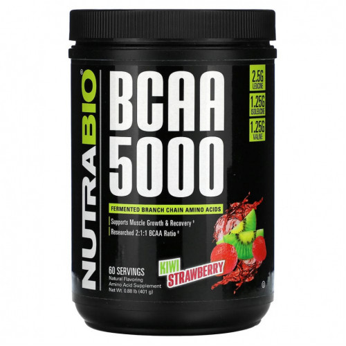 Nutrabio Labs, BCAA 5000, киви и клубника, 401 г (0,88 фунта)