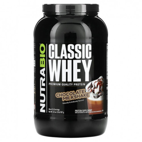 Nutrabio Labs, Classic Whey Protein, шоколадный молочный коктейль, 907 г (2 фунта)