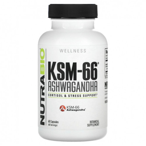 Nutrabio Labs, KSM-66, ашваганда`` 60 капсул