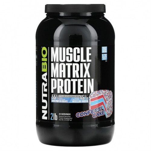 Nutrabio Labs, Muscle Matrix Protein, торт с конфетти, 907 г (2 фунта)