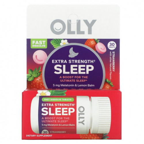 OLLY, Extra Strength Sleep, клубника, 30 таблеток