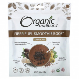 Organic Traditions, Fiber Fuel Smoothie Boost, шоколад, 300 г (10,6 унции)