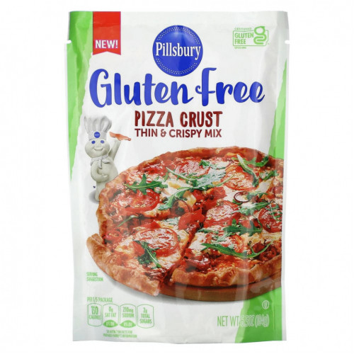 Pillsbury, Pizza Crust, тонкая и хрустящая смесь, без глютена, 184 г (6,5 унции)