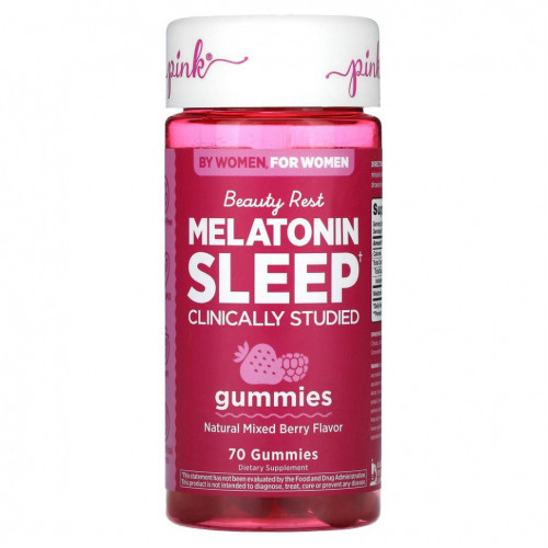 Pink, Beauty Rest Melatonin Sleep, натуральная ягодная смесь, 70 жевательных таблеток