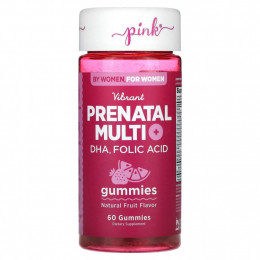 Pink, Vibrant Prenatal Multi + DHA, фолиевая кислота, натуральные фрукты, 60 жевательных таблеток