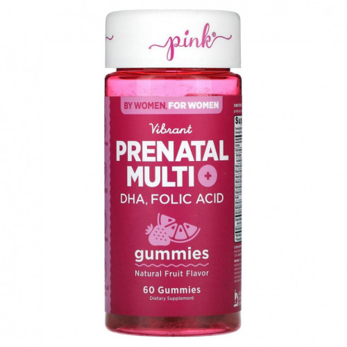 Pink, Vibrant Prenatal Multi + DHA, фолиевая кислота, натуральные фрукты, 60 жевательных таблеток