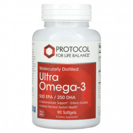 Protocol for Life Balance, Ultra Omega-3, 500 ЭПК / 250 ДГК, 90 мягких таблеток