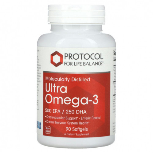 Protocol for Life Balance, Ultra Omega-3, 500 ЭПК / 250 ДГК, 90 мягких таблеток