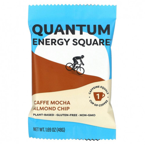 QUANTUM ENERGY SQUARE, Caffe Mocha Almond Chip, 8 Squares, 1.69 oz (48 g) Each