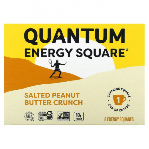 QUANTUM ENERGY SQUARE, Salted Peanut Butter Crunch, 8 Squares, 1.69 oz (48 g) Each