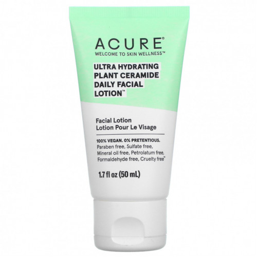 Acure, Ultra Hydrating Plant Ceramide Daily Facial Lotion, ультраувлажняющий лосьон для лица с растительными керамидами для ежедневного ухода, 50 мл (1,7 жидк. унции)