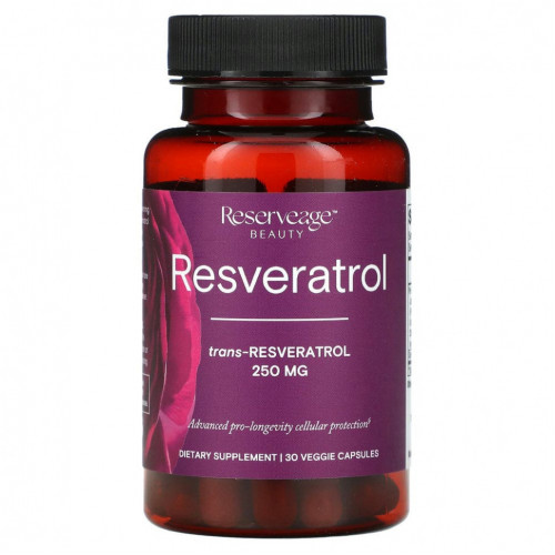 Reserveage Nutrition, Ресвератрол, 250 мг, 30 растительных капсул