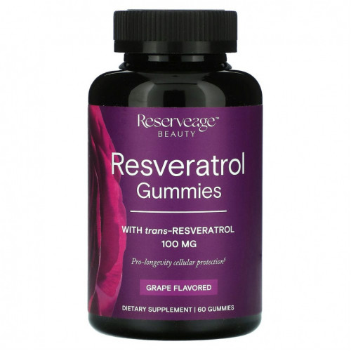 Reserveage Nutrition, Жевательные мармеладки с ресвератролом, со вкусом винограда, 50 мг, 60 жевательных таблеток