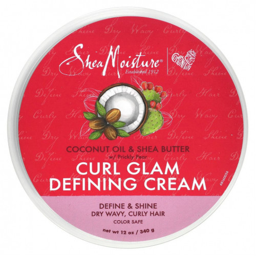 SheaMoisture, Curl Glam Defining Cream, крем для сухих и вьющихся волос, кокосовое масло и масло ши с опунцией, 340 г (12 унций)